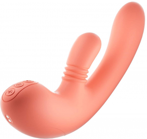 Вибратор с движением головки и вращением клиторального стимулятора "Amovibe Vibella" оранжевый